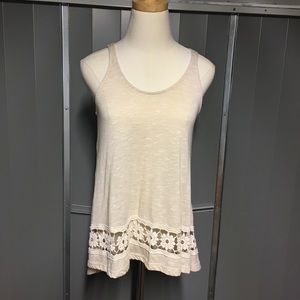JODY Cream Tan High Low Tank Top, Small